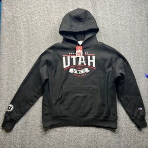 Champion Hoodie Mens Large Black Utah Utes Athletics Reverse Weave Pullover